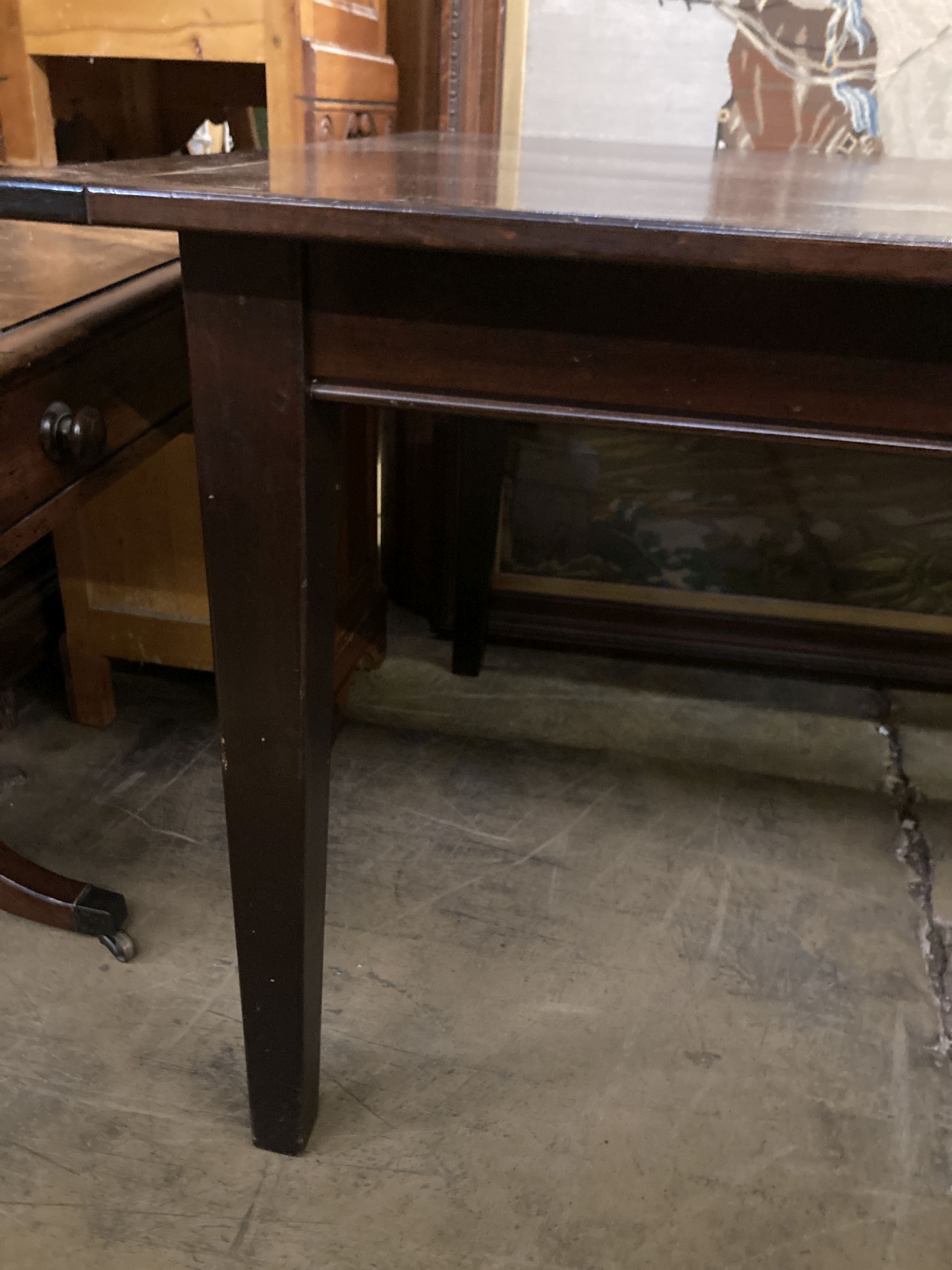 A 19th century style French rectangular walnut extending dining table, 220cm extended width 100cm height 78cm
